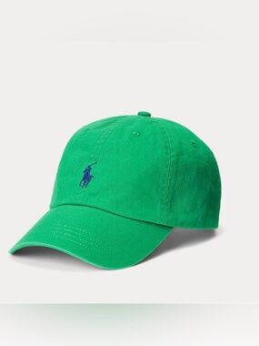 VTG Polo Ralph Lauren Cotton Chino Iconic Hat Leather Back Strap Billiard Green